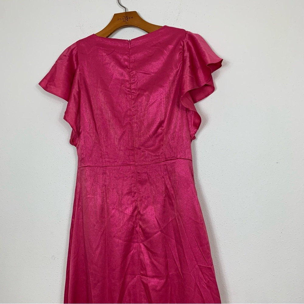 Rachel Parcell Flutter Sleeve Ruffle Pink Midi Dress NWT Sz 8 - Picture 11 of 12